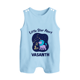 Sagittarius Adventure Zodiac Printed Baby Button Romper - BABY BLUE - New Born (Chest 18")