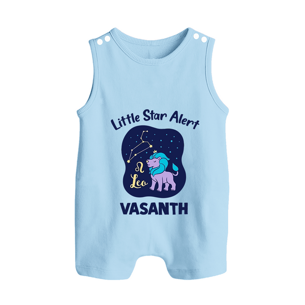 Sagittarius Adventure Zodiac Printed Baby Button Romper - BABY BLUE - New Born (Chest 18")