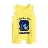 Sagittarius Adventure Zodiac Printed Baby Button Romper - PASTEL YELLOW - New Born (Chest 18")