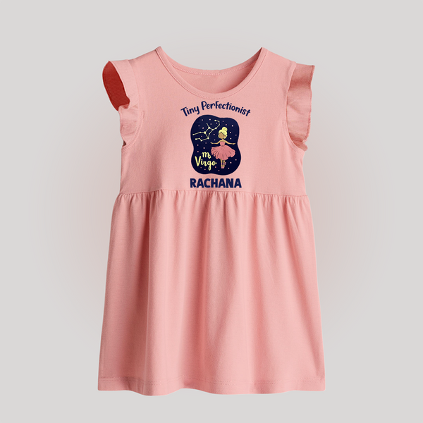 Pisces Dreamy Fish Zodiac Printed Baby Frock - BABY PINK - 0 - 3 Months Old (Chest 17")