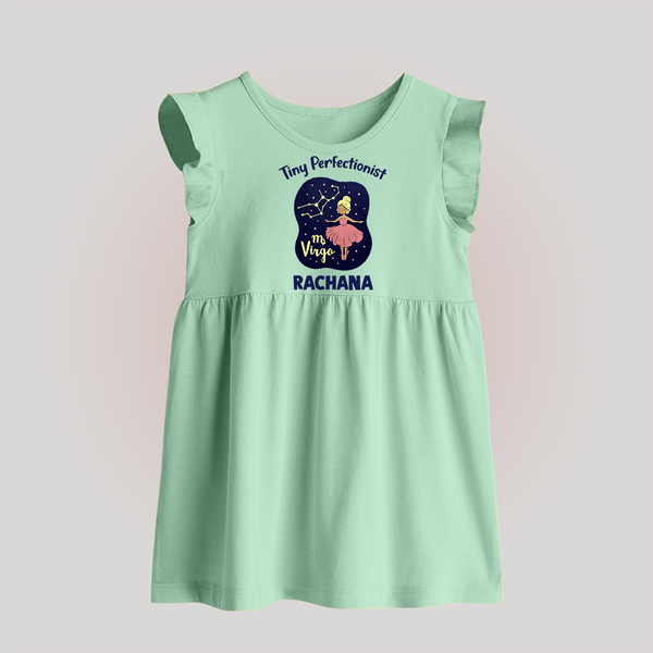 Pisces Dreamy Fish Zodiac Printed Baby Frock - MINT GREEN - 0 - 3 Months Old (Chest 17")