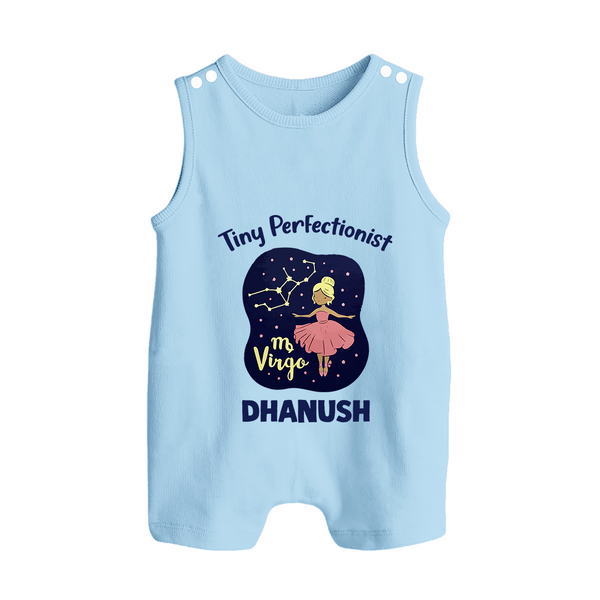 Pisces Dreamy Fish Zodiac Printed Baby Button Romper - BABY BLUE - New Born (Chest 18")