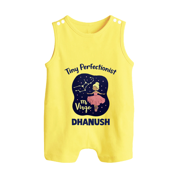Pisces Dreamy Fish Zodiac Printed Baby Button Romper - PASTEL YELLOW - New Born (Chest 18")