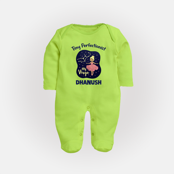 Pisces Dreamy Fish Zodiac Printed BabyFullbody Suit - LIME GREEN - New Born (Chest 7.5")