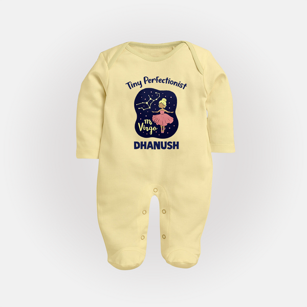 Pisces Dreamy Fish Zodiac Printed BabyFullbody Suit - PASTEL YELLOW - New Born (Chest 7.5")