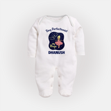 Pisces Dreamy Fish Zodiac Printed BabyFullbody Suit - WHITE - New Born (Chest 7.5")