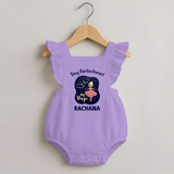Pisces Dreamy Fish Zodiac Printed Baby Romper Frock - LILAC - 0 - 3 Months Old (Chest 19")