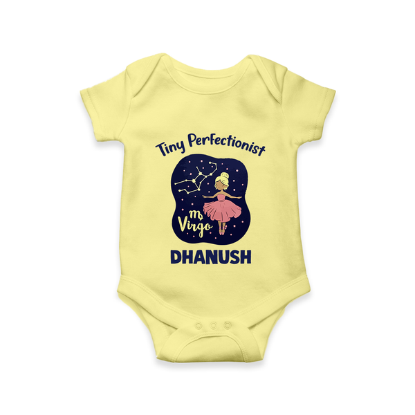 Pisces Dreamy Fish Zodiac Printed Baby Romper - PASTEL YELLOW - New Born (Chest 14")