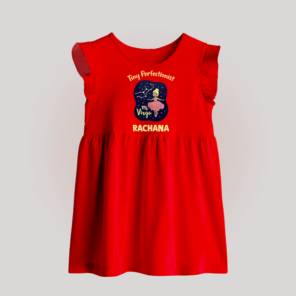 Pisces Dreamy Fish Zodiac Printed Baby Frock - RED - 0 - 3 Months Old (Chest 17")