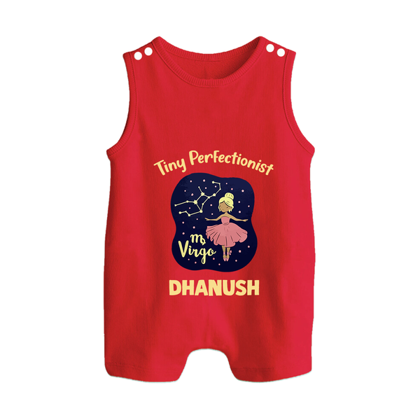Pisces Dreamy Fish Zodiac Printed Baby Button Romper - RED - New Born (Chest 18")