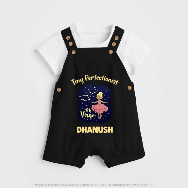 Pisces Dreamy Fish Zodiac Printed Baby Dungaree - BLACK - 0 - 5 Months Old (Chest 18")
