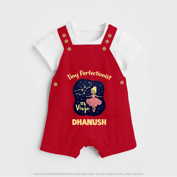 Pisces Dreamy Fish Zodiac Printed Baby Dungaree - RED - 0 - 5 Months Old (Chest 18")