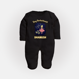 Pisces Dreamy Fish Zodiac Printed BabyFullbody Suit - BLACK - New Born (Chest 7.5")