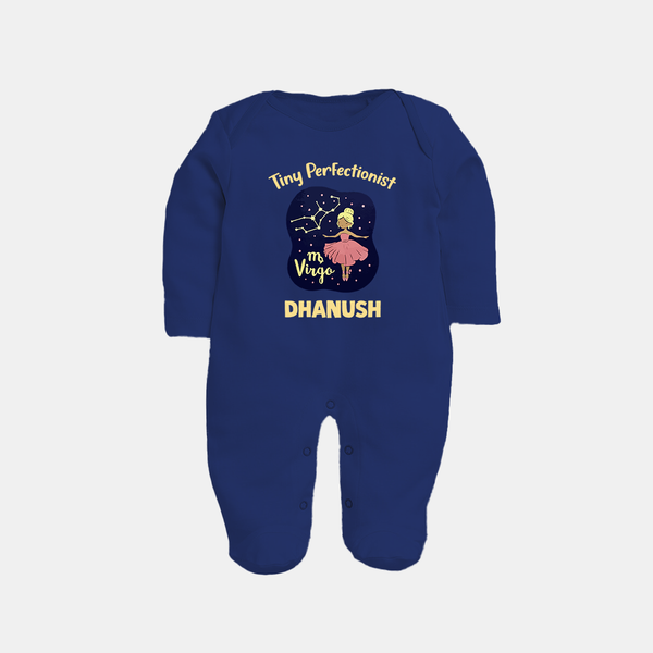 Pisces Dreamy Fish Zodiac Printed BabyFullbody Suit - NAVY BLUE - New Born (Chest 7.5")