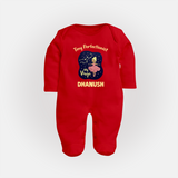 Pisces Dreamy Fish Zodiac Printed BabyFullbody Suit - RED - New Born (Chest 7.5")