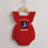 Pisces Dreamy Fish Zodiac Printed Baby Romper Frock - RED - 0 - 3 Months Old (Chest 19")