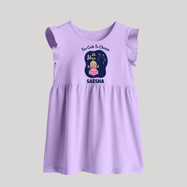Libra Cute Balance Zodiac Printed Baby Frock - LILAC - 0 - 3 Months Old (Chest 17")