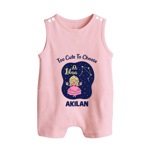Libra Cute Balance Zodiac Printed Baby Button Romper - BABY PINK - New Born (Chest 18")