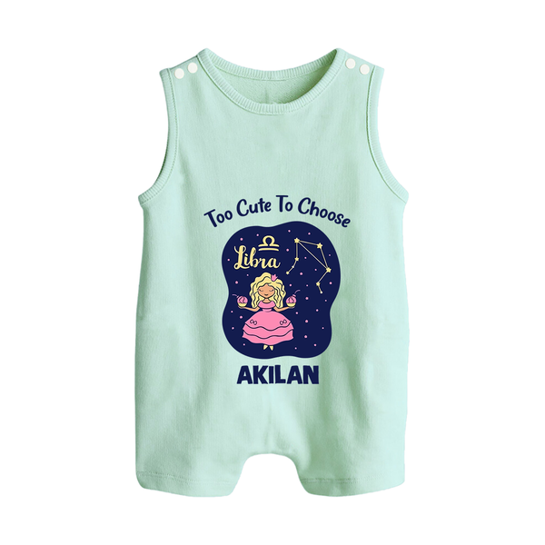 Libra Cute Balance Zodiac Printed Baby Button Romper - MINT GREEN - New Born (Chest 18")