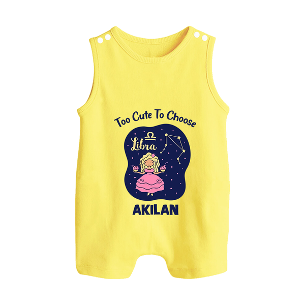 Libra Cute Balance Zodiac Printed Baby Button Romper - PASTEL YELLOW - New Born (Chest 18")