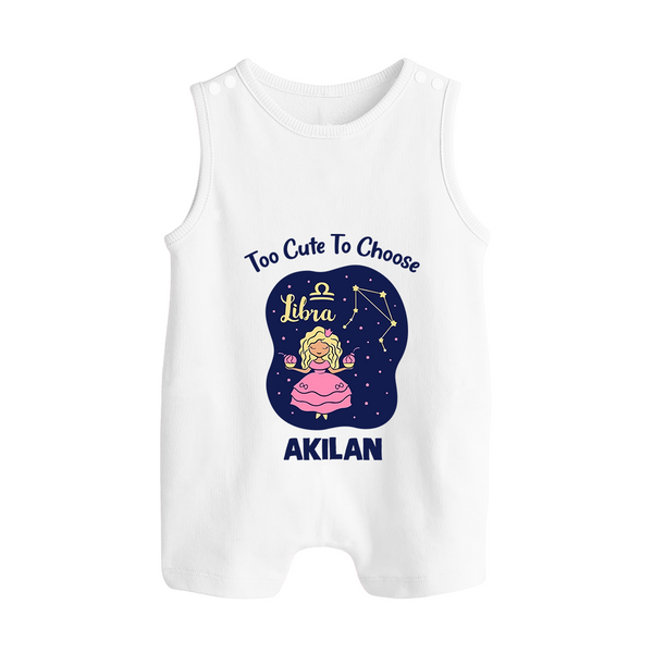 Libra Cute Balance Zodiac Printed Baby Button Romper - WHITE - New Born (Chest 18")