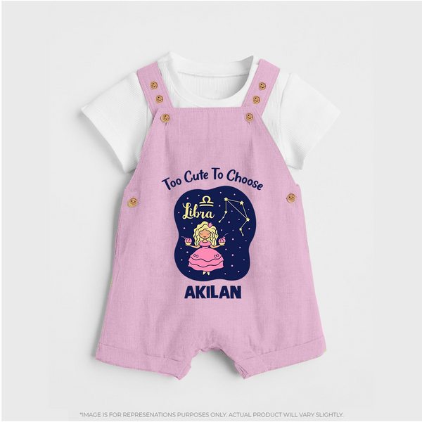 Libra Cute Balance Zodiac Printed Baby Dungaree - BABY PINK - 0 - 5 Months Old (Chest 18")