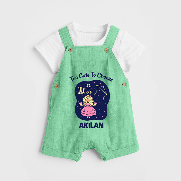 Libra Cute Balance Zodiac Printed Baby Dungaree - GREEN - 0 - 5 Months Old (Chest 18")