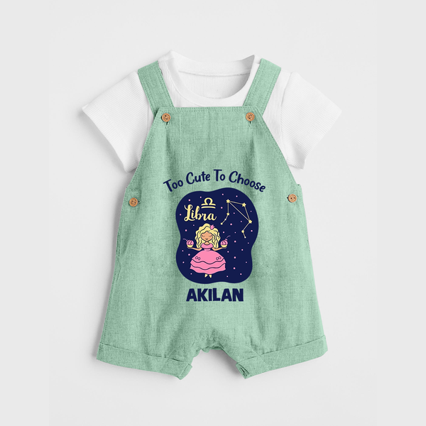 Libra Cute Balance Zodiac Printed Baby Dungaree - MINT GREEN - 0 - 5 Months Old (Chest 18")