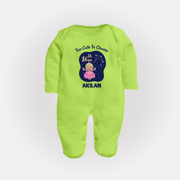 Libra Cute Balance Zodiac Printed BabyFullbody Suit - LIME GREEN - New Born (Chest 7.5")