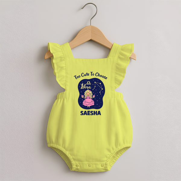 Libra Cute Balance Zodiac Printed Baby Romper Frock - PASTEL YELLOW - 0 - 3 Months Old (Chest 19")