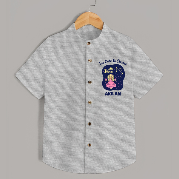 Libra Cute Balance Zodiac Printed Baby shirt - GREY - 0 - 6 Months Old (Chest 23")