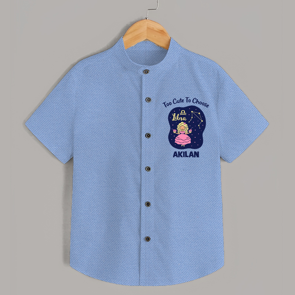 Libra Cute Balance Zodiac Printed Baby shirt - SKY BLUE - 0 - 6 Months Old (Chest 23")