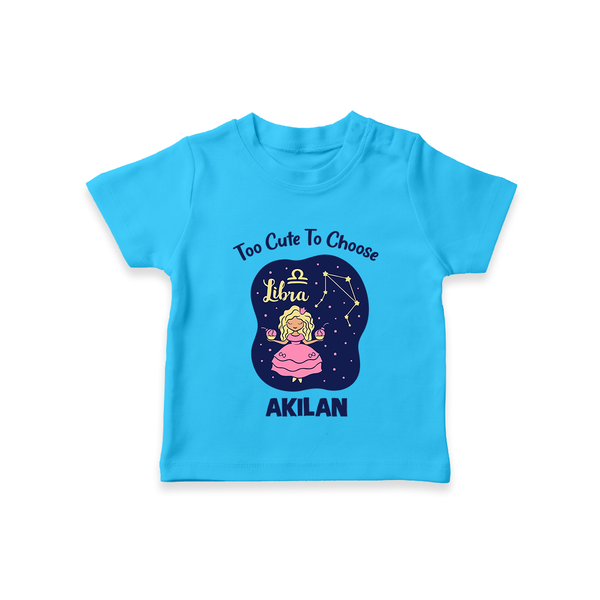 Libra Cute Balance Zodiac Printed Baby T shirt  - SKY BLUE - 0-5 Months Old (Chest 17")