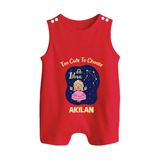 Libra Cute Balance Zodiac Printed Baby Button Romper - RED - New Born (Chest 18")