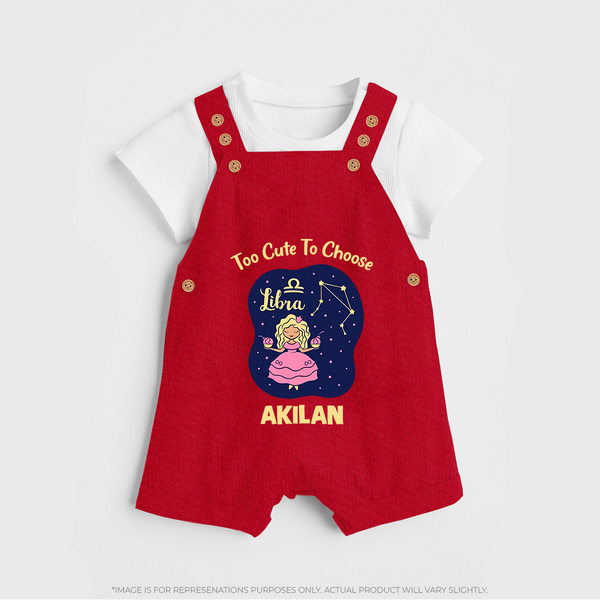Libra Cute Balance Zodiac Printed Baby Dungaree - RED - 0 - 5 Months Old (Chest 18")