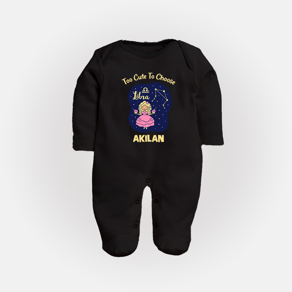 Libra Cute Balance Zodiac Printed BabyFullbody Suit - BLACK - New Born (Chest 7.5")