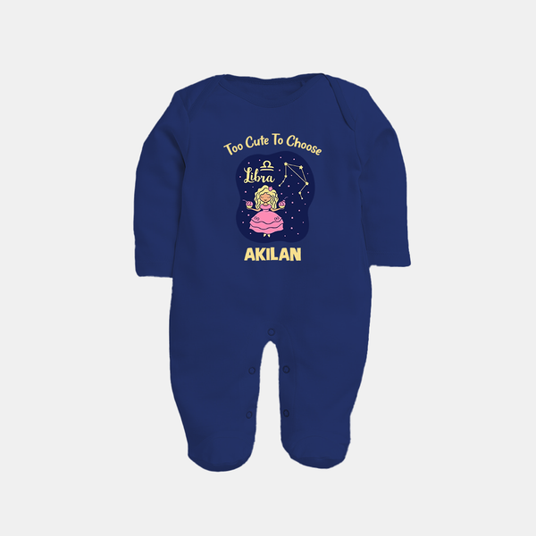 Libra Cute Balance Zodiac Printed BabyFullbody Suit - NAVY BLUE - New Born (Chest 7.5")