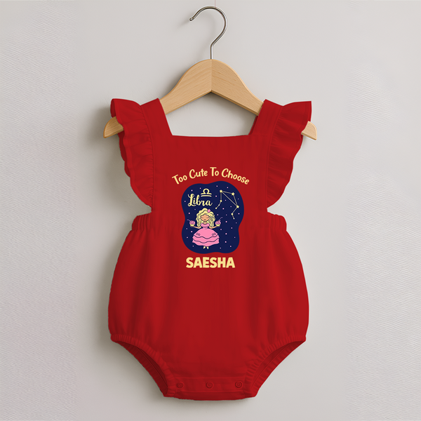 Libra Cute Balance Zodiac Printed Baby Romper Frock - RED - 0 - 3 Months Old (Chest 19")