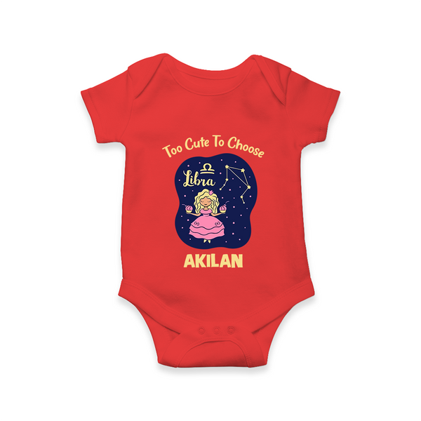 Libra Cute Balance Zodiac Printed Baby Romper - RED - New Born (Chest 14")