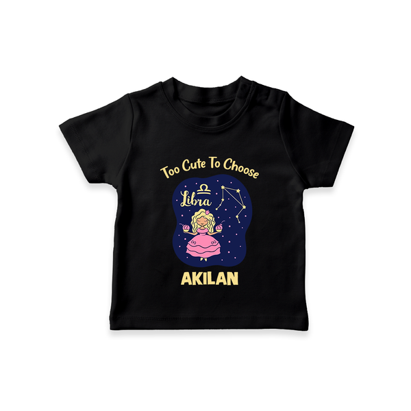 Libra Cute Balance Zodiac Printed Baby T shirt  - BLACK - 0-5 Months Old (Chest 17")