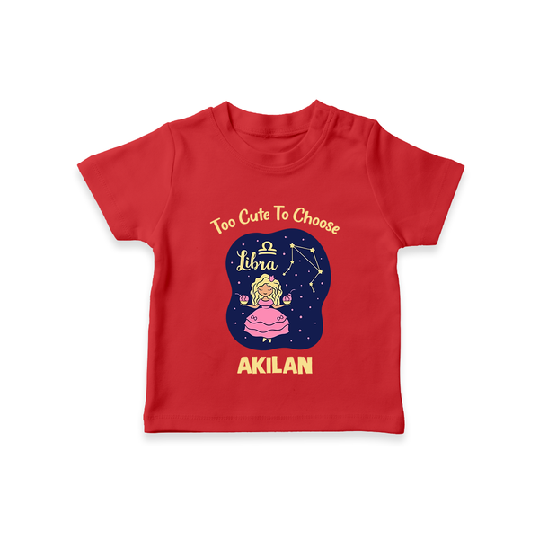 Libra Cute Balance Zodiac Printed Baby T shirt  - RED - 0-5 Months Old (Chest 17")