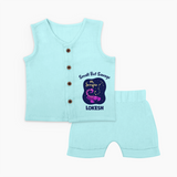 Scorpio Mini Warrior Zodiac Printed Baby Jabla Set - BABY BLUE - 0 - 3 Months Old (Chest 9.8")