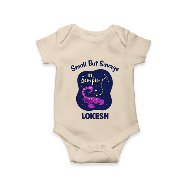 Scorpio Mini Warrior Zodiac Printed Baby Romper - IVORY - New Born (Chest 14")