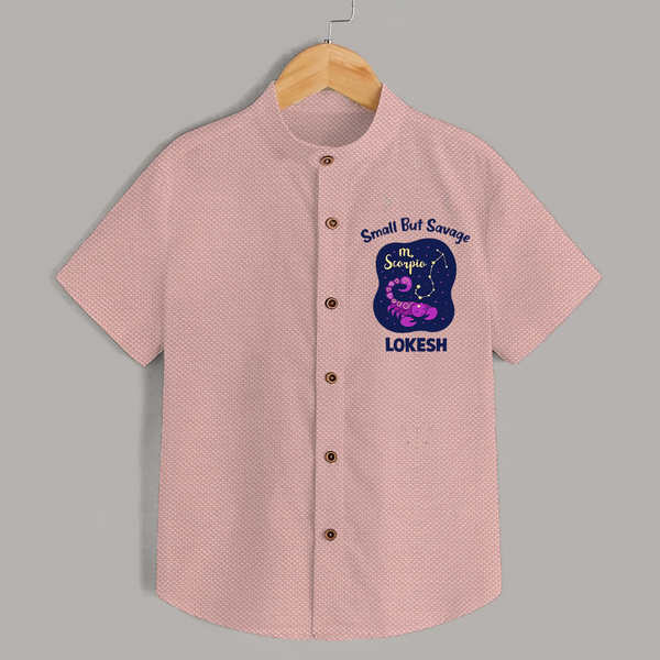 Scorpio Mini Warrior Zodiac Printed Baby shirt - PEACH - 0 - 6 Months Old (Chest 23")