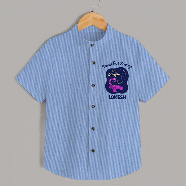 Scorpio Mini Warrior Zodiac Printed Baby shirt - SKY BLUE - 0 - 6 Months Old (Chest 23")