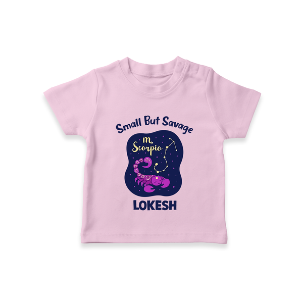 Scorpio Mini Warrior Zodiac Printed Baby T shirt  - BABY PINK - 0-5 Months Old (Chest 17")