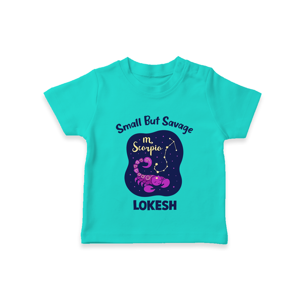 Scorpio Mini Warrior Zodiac Printed Baby T shirt  - TEAL - 0-5 Months Old (Chest 17")