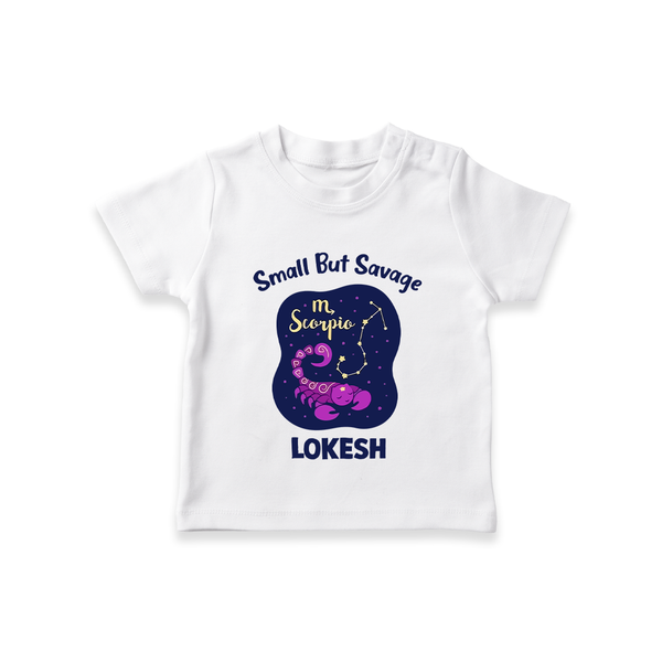 Scorpio Mini Warrior Zodiac Printed Baby T shirt  - WHITE - 0-5 Months Old (Chest 17")