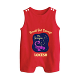 Scorpio Mini Warrior Zodiac Printed Baby Button Romper - RED - New Born (Chest 18")