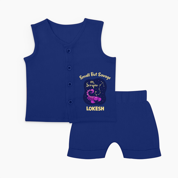 Scorpio Mini Warrior Zodiac Printed Baby Jabla Set - NAVY BLUE - 0 - 3 Months Old (Chest 9.8")